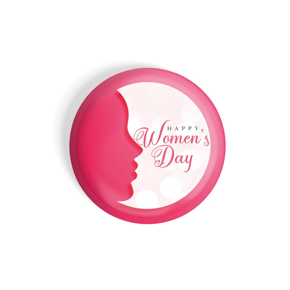 dhcrafts Round Fridge Magnet Pink Women's Day D5 Glossy Finish Design Pack of 1 (58 mm)